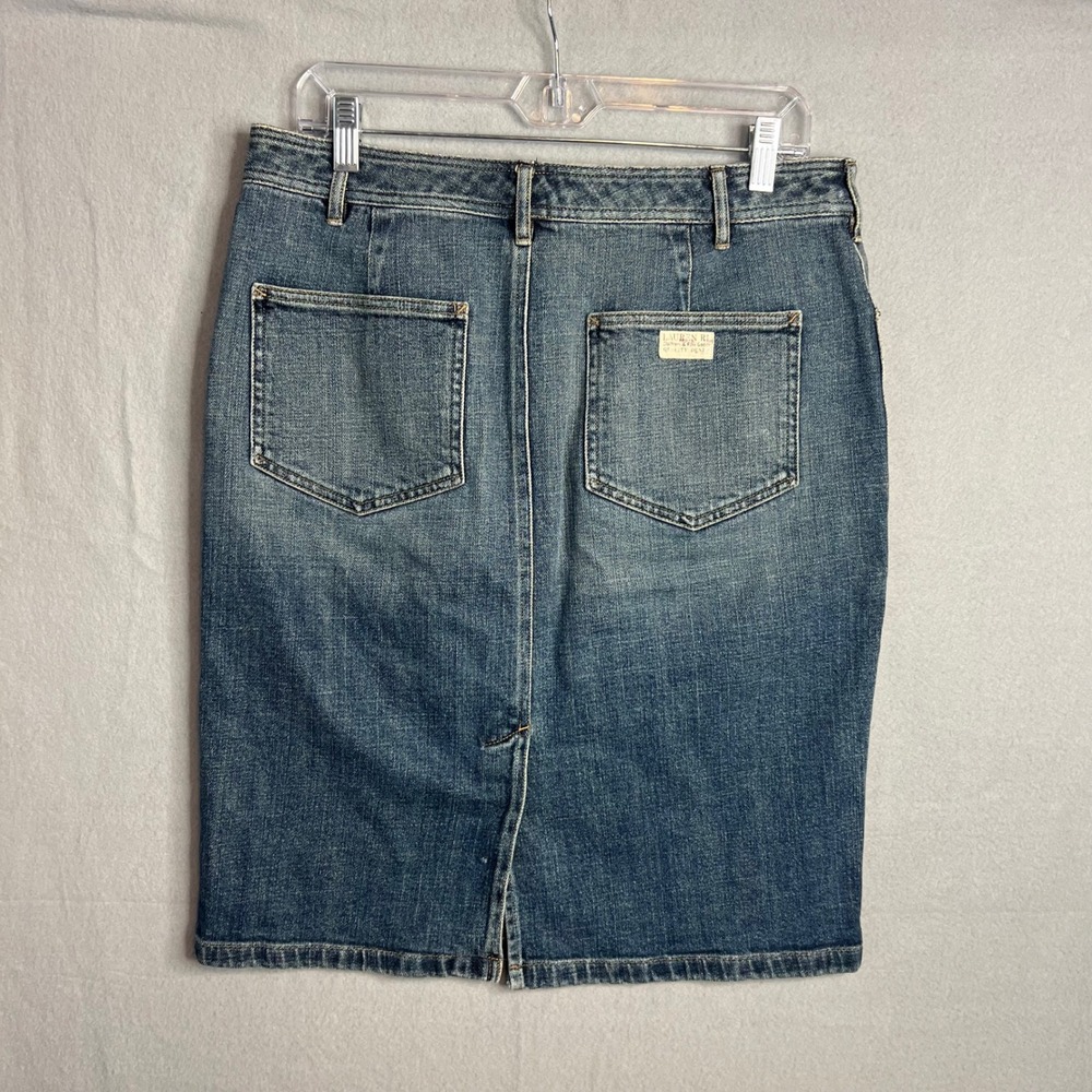 Lauren Ralph Lauren Denim Skirt Sz 8 Blue Pencil Knee Length Utility Pockets - Picture 6 of 10